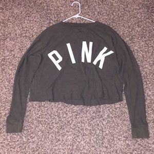 Pink Long Sleeve Crop Top